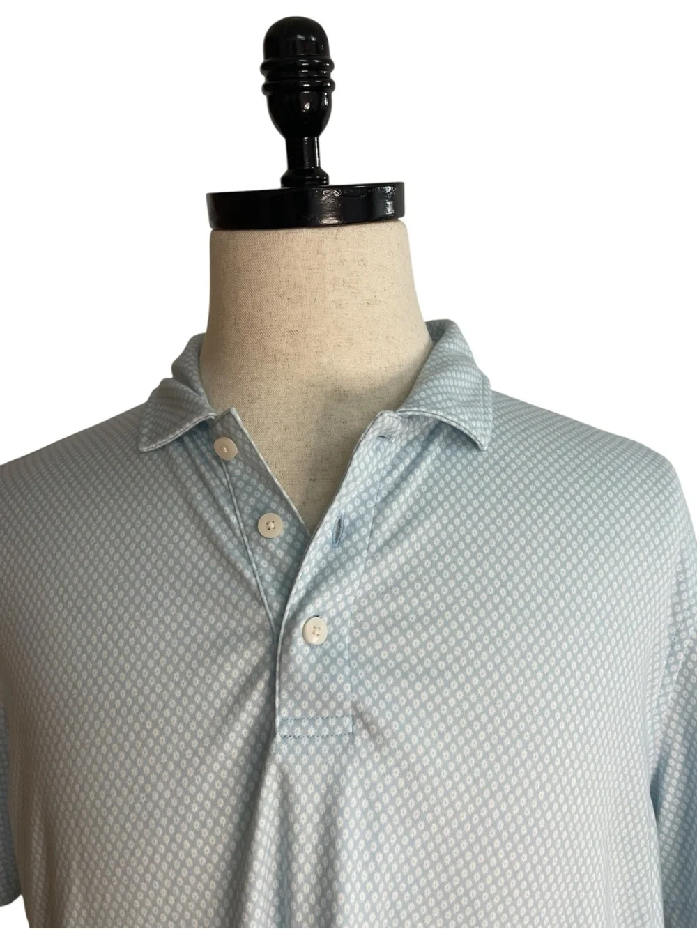 UNTUCKit Chen Printed Wrinkle Free Polo Blue White
